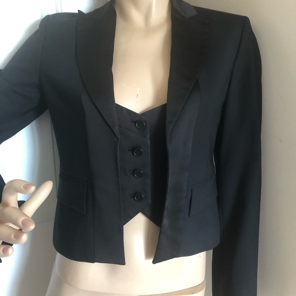 SOLD BCBG MAXAZRIA Black Suit Jacket Small - Picture 3 of 7
